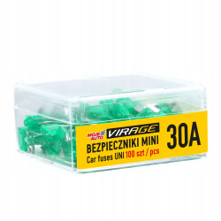 Bezpieczniki samochodowy płaski mini 100 szt. 30 A