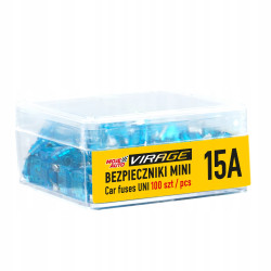 Bezpieczniki samochodowy płaski mini 100 szt. 15 A
