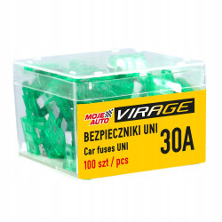 Bezpieczniki samochodowy płaski UNI 100 szt. 30 A