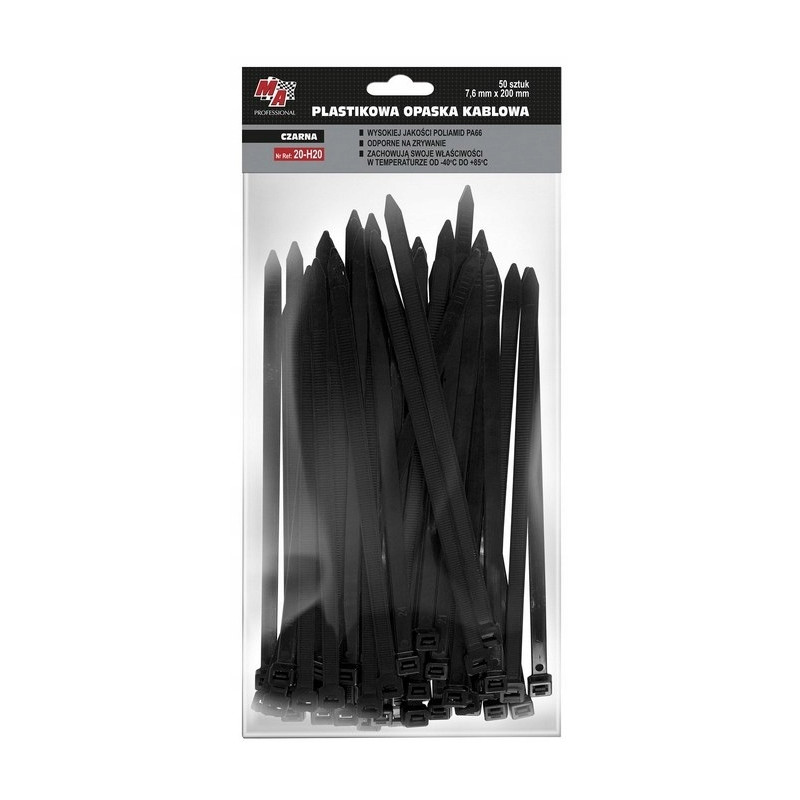 MA Professional Opaska kablowa trytytka czarna 7,6 mm x 200 mm 50 szt. MA Professional Opaska kablowa trytytka czarna 7,6 mm x 200 mm 50 szt.