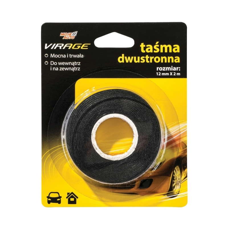 WIRAGE Taśma dwustronna czarna 12mmx2m