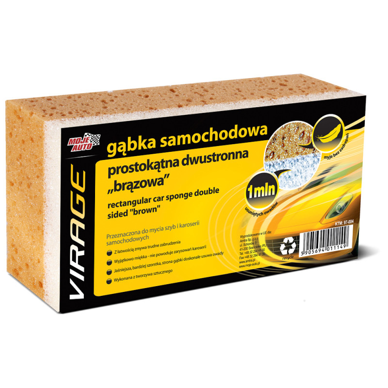 Gąbka samochodowa prostokątna dwustronna brązowa Gąbka samochodowa prostokątna dwustronna brązowa