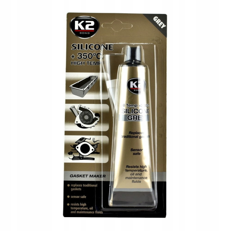 K2 Silikon szary płynny wysokotemperaturowy do +350c 85g K2 Silikon szary płynny wysokotemperaturowy do +350c 85g