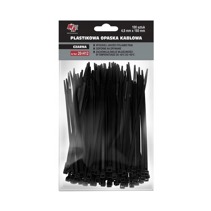 Trytyka opaska kablowa czarna 4,8 mm x 160 mm 100 szt Trytyka opaska kablowa czarna 4,8 mm x 160 mm 100 szt