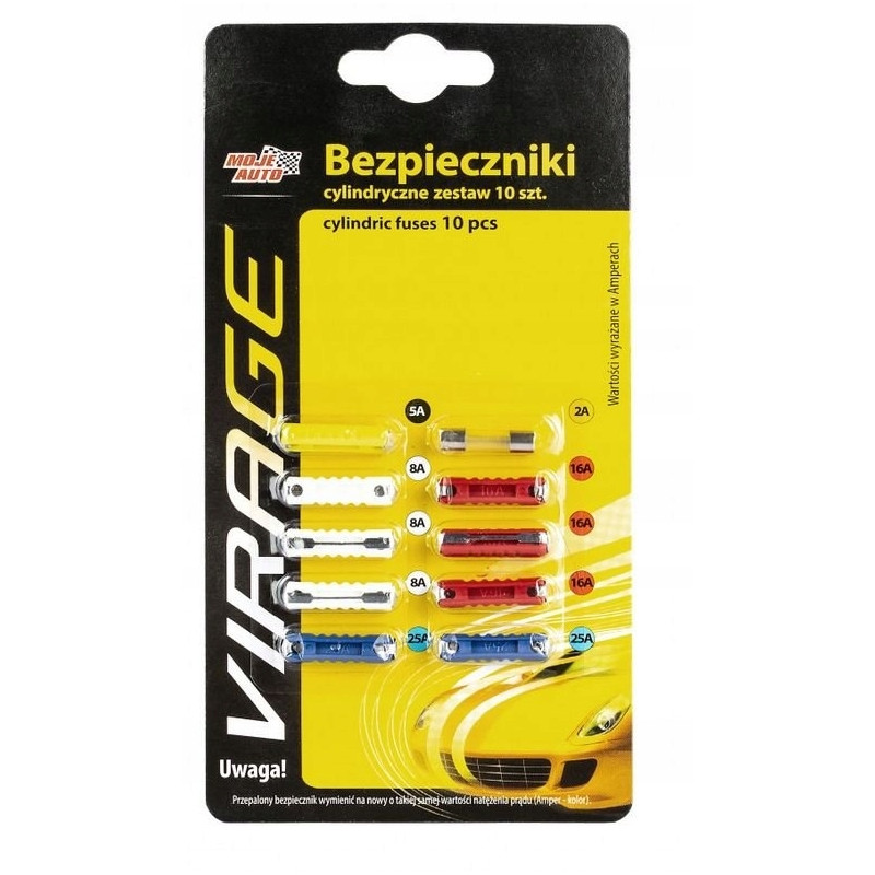 AMT VIRAGE Zestaw bezpieczników samochodowych cylindrycznych 5 - 25 A AMT VIRAGE Zestaw bezpieczników samochodowych cylindrycznych 5 - 25 A