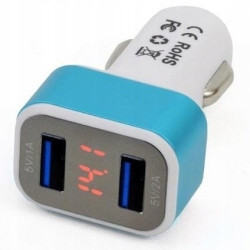 Ładowarka samochodowa 2x USB + woltomierz 12V 24V AMIO