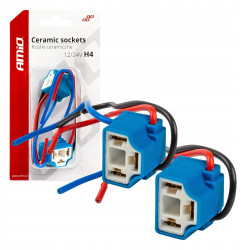 2x gniazdo kostka żarówki H4 ceramiczna kątowa 12V AMIO KPL