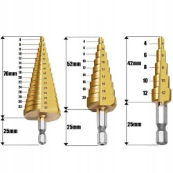 Wiertła stożkowe stopniowe do metalu zestaw ZES 4 - 32 mm