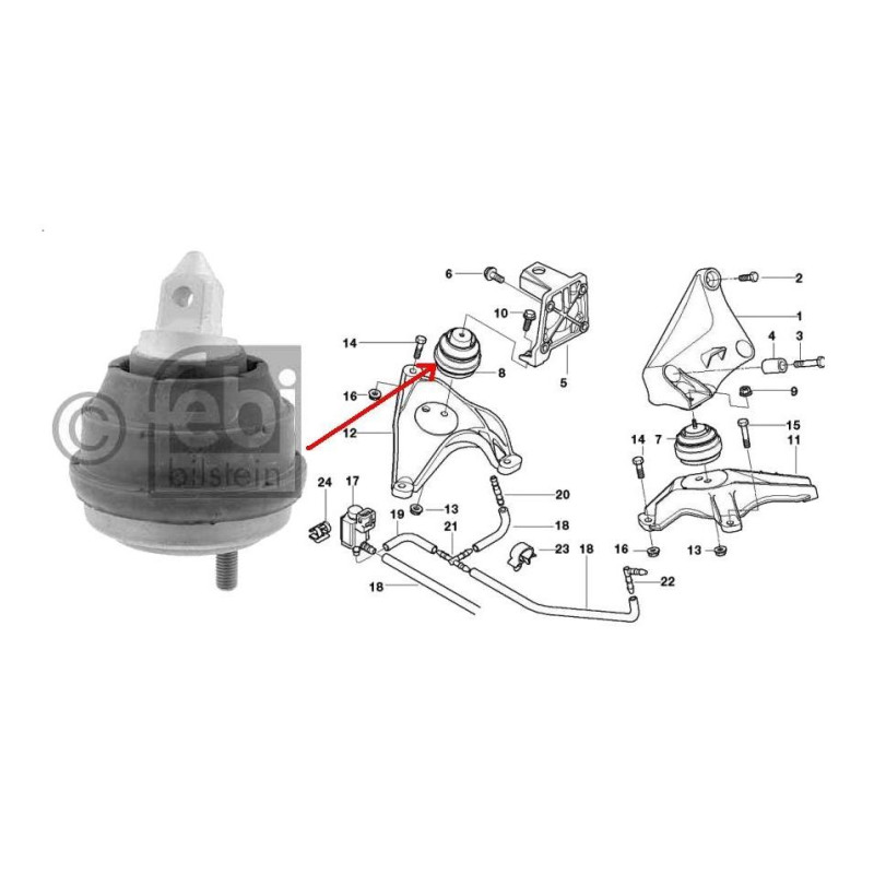 Poduszka silnika prawa BMW E39 525D 530D Poduszka silnika prawa BMW E39 525D 530D