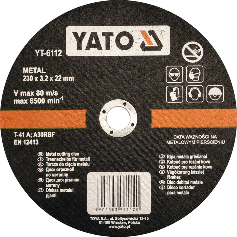 Tarcza do cięcia metalu 230x3.2x22 mm - Yato