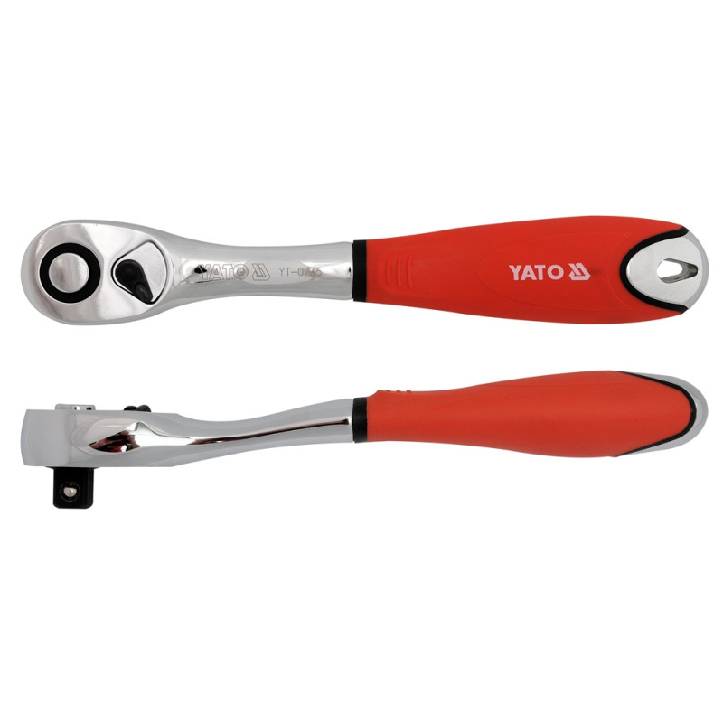 Grzechotka wygięta, metalowo-gumowa rękojeść 1/2'' - Yato