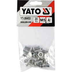 Nitonakrętki aluminiowe M5 z kołnierzem płaskim 20 sztuk Yato YT-36453