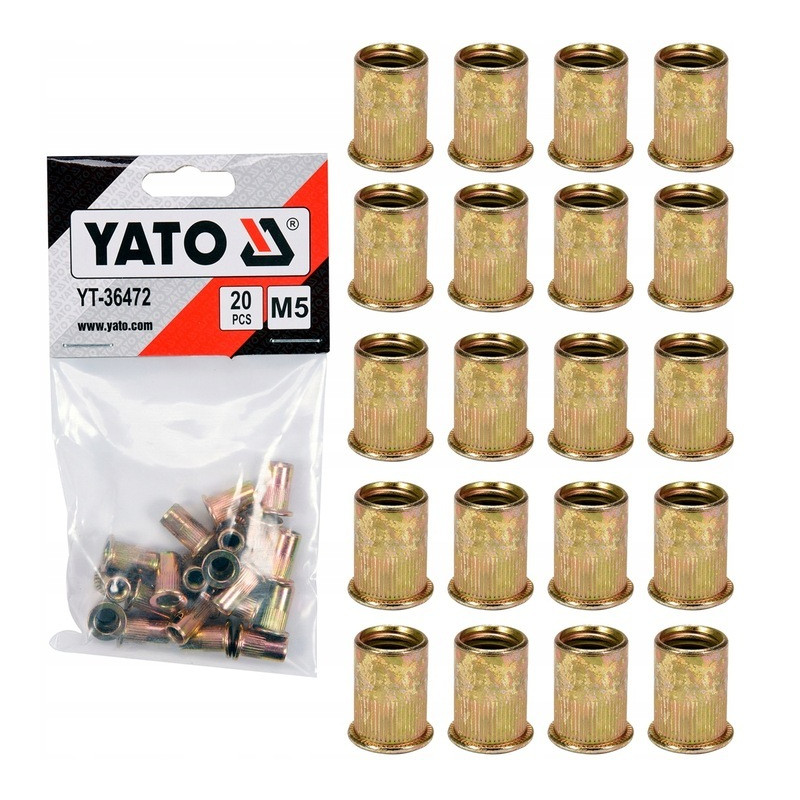Nitonakrętki stalowe M5 20 sztuk Yato YT-36472