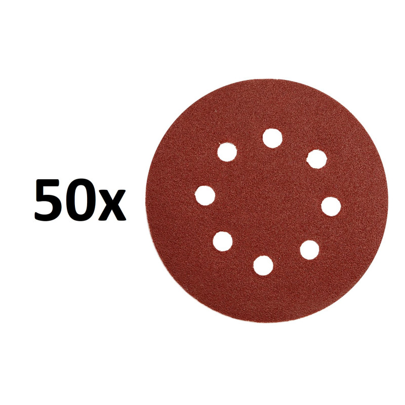 Krążki ścierne rzep otwory 125mm granulacja 40 P40 50 sztuk Krążki ścierne rzep otwory 125mm granulacja 40 P40 50 sztuk