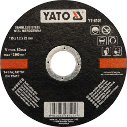 Tarcza do cięcia stali nierdzewnej 115x1.0x22 mm - Yato