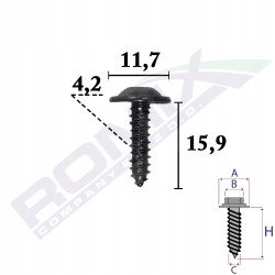 Wkręt montażowy 4,2x16 TORX Skoda VW Audi Seat 10 sztuk