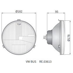 Reflektor przedni VW Bus Transporter 2 T3 1980-1991 Wesem RE.03613
