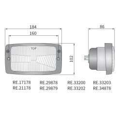 Reflektor przedni H4 184x102mm Zetor Case IH CF 60 70 80 Wesem RE.17178