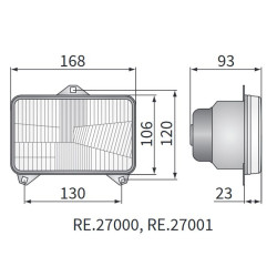Reflektor element optyczny H4 168x106 130x120 Ares Atles Valtra Valmet Wesem RE.27000