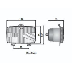Reflektor lampa H4 156x93 Valtra seria A C M N S T0 T1 T2 XM RE.38501