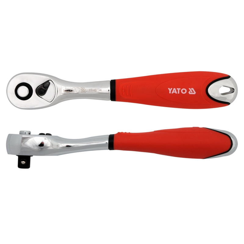 Grzechotka wygięta, metalowo-gumowa rękojeść 3/8'' - Yato
