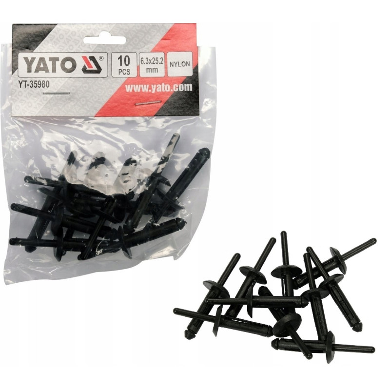 Nity plastikowe 6.3x25.2 mm 10 sztuk Yato YT-35980 Nity plastikowe 6.3x25.2 mm 10 sztuk Yato YT-35980