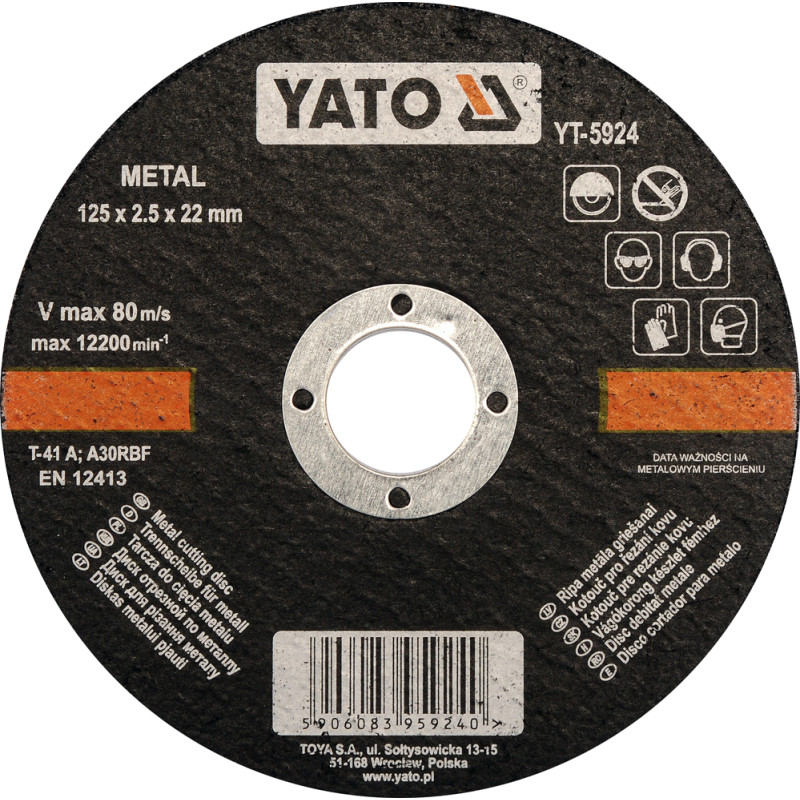 Tarcza do cięcia metalu 125x2,5x22 mm - Yato