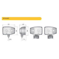 Reflektor lampa kierunkowskaz prawa + lewa złącze Deutsch pług traktor A.07131 RGV1B.52400 RGV1B.52410