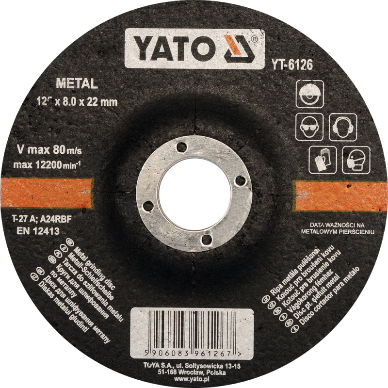 Tarcza do szlifowania metalu 125x8,0x22 mm Tarcza do szlifowania metalu 125x8,0x22 mm