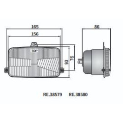 Reflektor lampa H4 156x93 Case JX 1070N RE.38580
