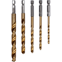 Komplet wierteł do metalu tytan 4-10MM, 5szt uchwyt HEX 1/4" - Yato