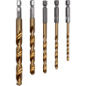 Komplet wierteł do metalu tytan 4-10MM, 5szt uchwyt HEX 1/4" - Yato