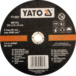 Tarcza do cięcia metalu 230x2,0x22 mm - Yato