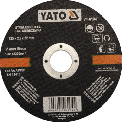 Tarcza do cięcia stali nierdzewnej 125x2,5x22 mm - Yato