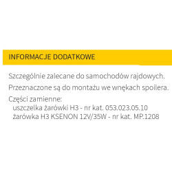 Reflektor halogen dalekosiężny 122mm rajdowy ksenon rajdowy 3.46702