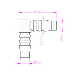 Kolano kolanko spryskiwacza uniwersalne 10mm