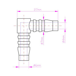 Kolano kolanko spryskiwacza uniwersalne 6mm