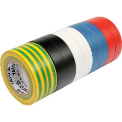 Taśmy izolacyjne 19mm x 20m x 0,13mm mix kolorów zestaw 10 szt YT-8173