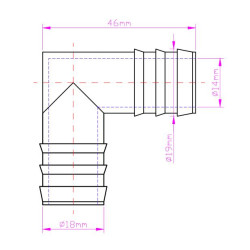 Kolano kolanko spryskiwacza uniwersalne 18mm