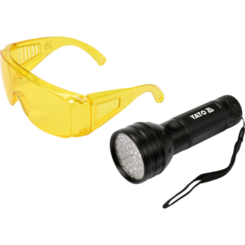 Latarka UV 51 LED okulary zestaw Yato