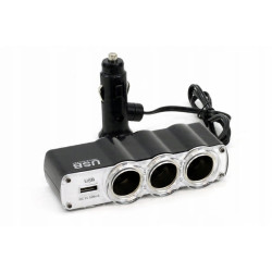 Rozgałęźnik rozgałęziacz do zapalniczki 3 + 1 USB