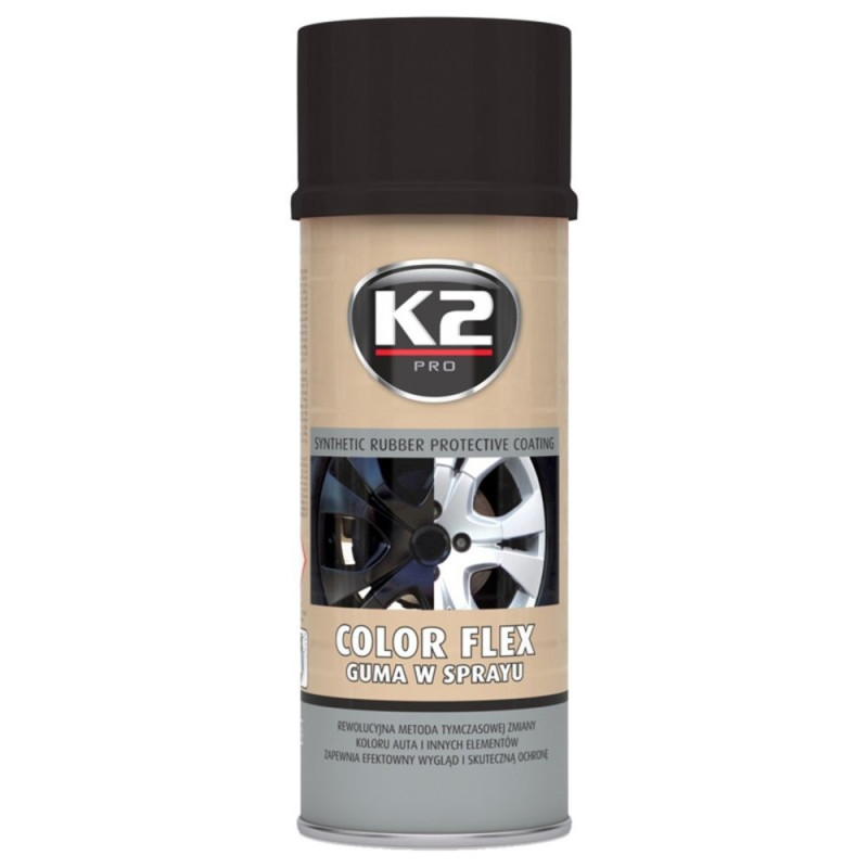 K2 COLOR FLEX Płynna guma w sprayu spreyu puszce czarny połysk 400 ml