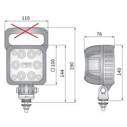 Lampa robocza halogen LED 2000LM 50* rozproszone 100x100 Wesem LED2F.47680