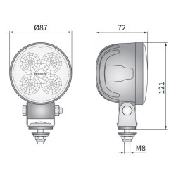 Lampa robocza LED 1000LM rozproszone 35* fi84 okrągła Wesem CRC5A.49401
