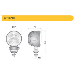 Lampa robocza LED 1500LM rozproszone kąt rozsyłu 35 przewód CRC5B.50001