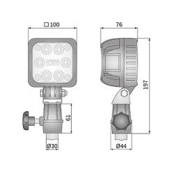 Lampa robocza halogen LED 3000lm skupione kąt rozsyłu 6 uchwyt CAR3 LED9C.53941