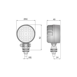 Lampa cofania robocza tyl LED CRC4 WESEM mała 1300lm 12V 24V