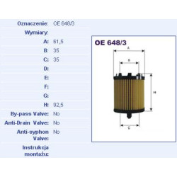 Filtr oleju Fiat Croma Opel Astra G J Insignia A Zafira A B OE648/3