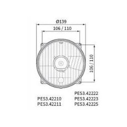 Reflektor lampa H4 PES Deutz Fahr 139mm PES3.42211