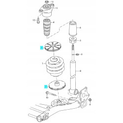 4x Podkładka guma spręzyny tył górna dolna Audi A6 Skoda Superb VW Passat B5